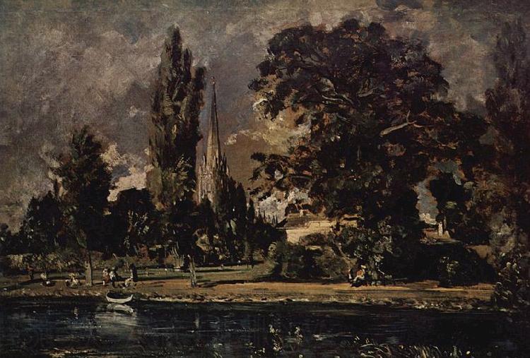 John Constable Die Kathedrale von Salisbury vom Flub aus gesehen, mit dem Haus des Archidiakonus Fischer, Skizze